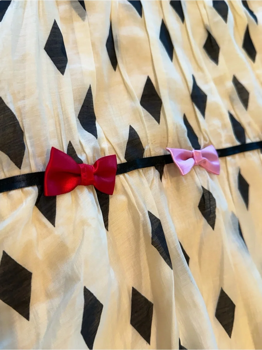 Finding Foxtale Diamond-Print Kids Party Dress with Pink & Red Bows